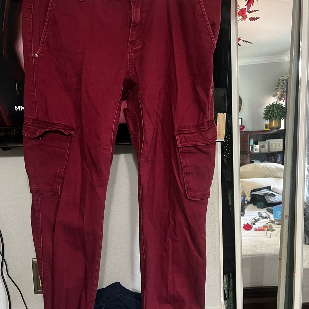 Rue21 Red Cargo Jeans Relaxed Fit